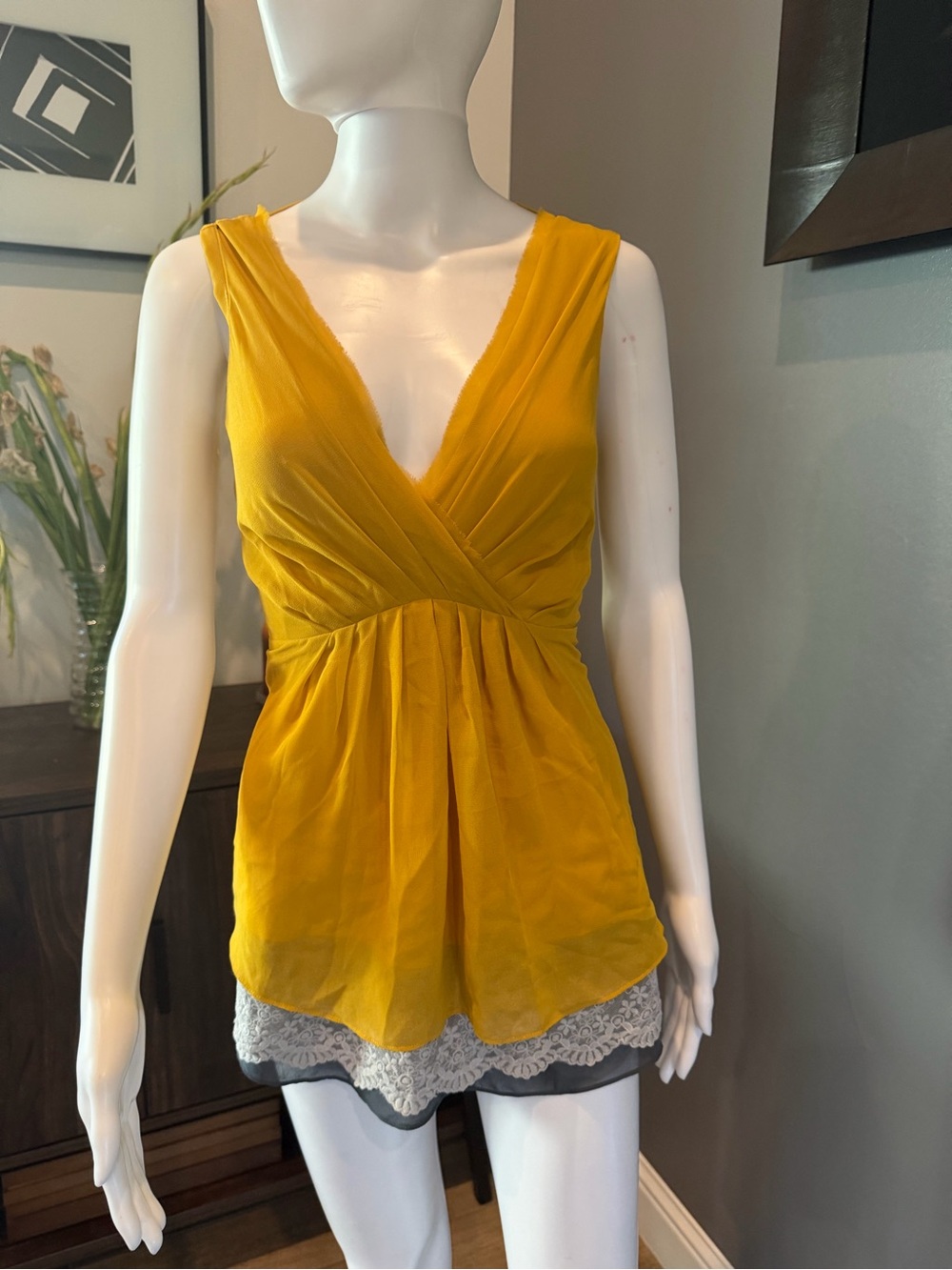 NWT Naked Zebra yellow blouse  - Small